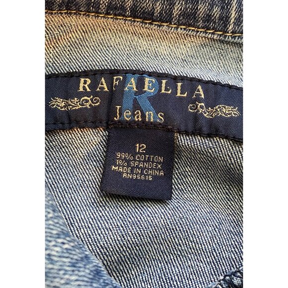 Rafaella Womens Denim Jacket Size 12 Stretch Button-Up Y2K Casual Cowgirl Grunge - Picture 3 of 11